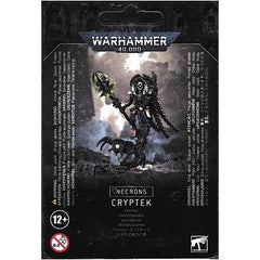 This kit contains 18 components and a 50mm round base, allowing you to build a Necron Cryptek armed with a staff of light and Canoptek cloak.