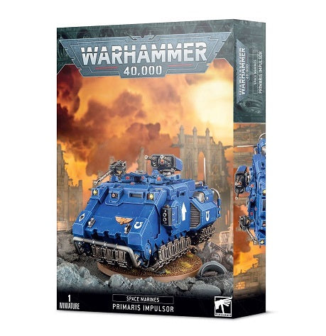 This kit builds 1 Primaris Impulsor. The kit comprises 108 components and includes all of the Impulsor's weapons and wargear options. The model comes supplied with a Citadel 100mm round base and clear hover stand upon which to mount it, as well as an Ultramarines Vehicle Transfer Sheet.