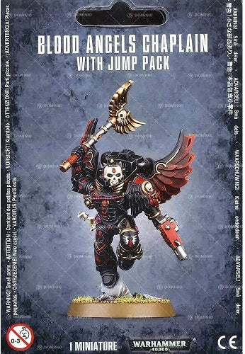 This kit contains all the components necessary to assemble on Blood Angels Chaplain with Jump Pack. Supplied with one Citadel 32mm Round base.