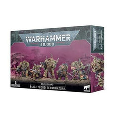 This multipart plastic kit contains the components necessary to assemble a unit of 5 Blightlord Terminators. They can be assembled with a fearsome array of wargear, and the kit includes the following weapon options:

- 4 combi-bolters
- 3 bubotic axes
- 3 baleswords
- 1 reaper autocannon
- 1 plague spewer
- 1 blight launcher
- 1 flail of corruption
- 1 combi-weapon (with a choice of combi-plasma, combi-flamer or combi-melta)

The Blightlord Terminators come as 64 components, and are supplied with 5 Citadel