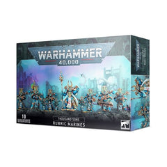 This multi-part plastic kit contains all the parts necessary to assemble 10 Rubric Marines, armed with either Inferno boltguns or warpflamers. One model can be armed with a soulreaper cannon, one can carry an Icon of Flame, and one can be assembled as an Aspiring Sorcerer, who is armed with a force stave and either an Inferno bolt pistol or warpflame pistol. Supplied with 10 Citadel 32mm Round bases.