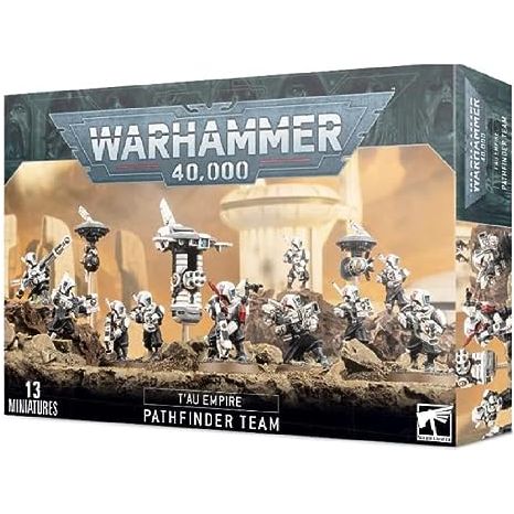 Light reconnaissance units, Pathfinder Teams are the eyes and ears of their Commander in a way no drone can yet emulate. A Pathfinder's foremost role is not to engage the enemy, but instead to operate ahead of their comrades, close to their foe, to accurately scout the enemy.

There are 10 Pathfinders in this kit, and they can be built in a variety of ways – there are different leg options, for kneeling, crouching or standing, as well as different head options. They sport lighter recon armour, which covers