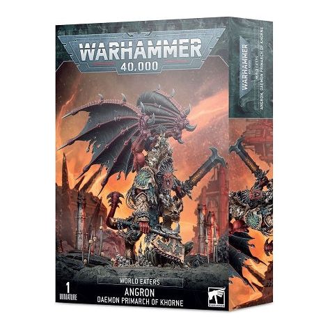 This multipart kit builds Angron, Daemon Primarch of Khorne. This kit comprises 77 plastic components, and is supplied with a Citadel 100mm Round Base. This miniature is supplied unpainted and requires assembly – we recommend using Citadel Plastic Glue and Citadel Colour paints.