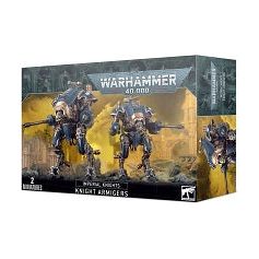 This multipart plastic kit builds two Armiger-class Knights – either Armiger Helverins or Armiger Warglaives. This kit can also be assembled as a pair of War Dog Executioners or War Dog Huntsmen for Chaos Knights armies. This kit comprises 148 plastic components, and is supplied with 2x Citadel 100mm Round Bases.