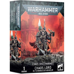 This boxed set contains 1 multi-part plastic Chaos Space Marines Terminator Lord, and includes options for a Chaos Space marines Terminator Sorcerer, combi-weapons, power weapons and more.