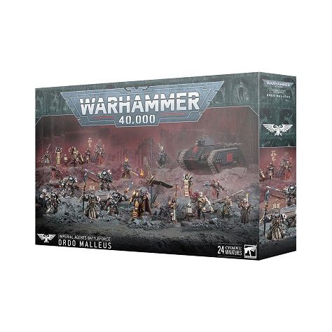 This set includes the following multipart plastic models:

– 1x Inquisitor Coteaz, with 1x Glovodan Psyber-eagle
– 1x Ministorum Priest with Vindictor
– 1x Culexus Assassin
– 1x Chimera
– 5x Grey Knights Terminator
– 14x Inquisitorial Agents

This set also includes 1x Astra Militarum Transfer Sheet, each containing 475x high-quality waterslide transfers for you to add even more individual flavour to your miniatures.

This set comprises 332 plastic components, and is supplied with 1x Citadel 32mm Round Slott