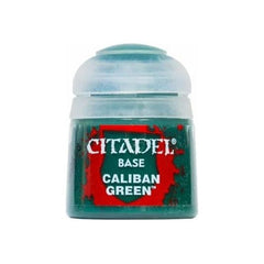 Caliban Green is a Citadel Base paint. Citadel Base paints are high quality acrylic paints specially formulated for basecoating your Citadel miniatures quickly and easily. They are designed to give a smooth matte finish over black or white undercoats with a single layer. This pot contains 12ml of Caliban Green, one of 34 Base paints in the Citadel Paint range. As with all of our paints, it is a non-toxic, water-based acrylic paint designed for use on plastic, metal, and resin Citadel miniatures.