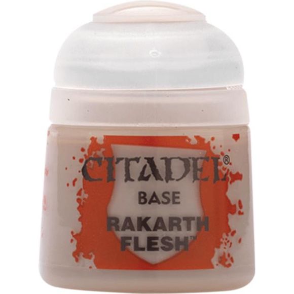 Rakarth Flesh is a Citadel Base paint. Citadel Base paints are high quality acrylic paints specially formulated for basecoating your Citadel miniatures quickly and easily. They are designed to give a smooth matte finish over black or white undercoats with a single layer. This pot contains 12ml of Rakarth Flesh, one of 34 Base paints in the Citadel Paint range. As with all of our paints, it is a non-toxic, water-based acrylic paint designed for use on plastic, metal, and resin Citadel miniatures.