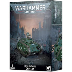 This multipart plastic kit builds one Chimera. The kit also includes components to upgrade the Chimera with a hunter-killer missile, dozer blade, and a choice of pintle-mounted weapon – a storm bolter or heavy stubber. The Chimera's hatch can be built closed or open, with an exposed crew member featuring a choice of heads and arms. The kit includes a number of other accessories to customise your vehicle, including a searchlight, comms system, towing hooks, and aquila sigil. This kit comprises 95 plastic com