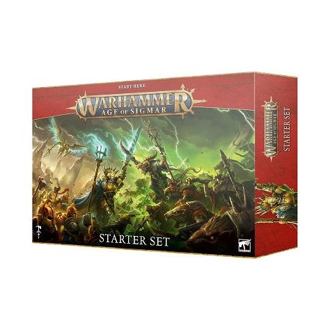 Inside this boxed set you will find:

35x Push-fit, plastic miniatures:
– 1x Lord-Veritant with 1x Gryph-crow
– 3x Prosecutors
– 5x Stormcast Eternals Liberators
– 1x Grey Seer
– 1x Warlock Engineer
– 3x Rat Ogors
– 20x Skaven Clanrats

- 1x 64-page handbook
- 1x Double-sided gaming mat, measuring 30" x 22.4" approx.
- 2x 12" range rulers
- 2x Double-sided reference sheets
- 6x Six-sided 'D6' dice

This kit comes supplied with 3x Citadel 32mm Round Hex Hole Bases, 3x Citadel 50mm Round Hex Hole Bases, 9x Ci