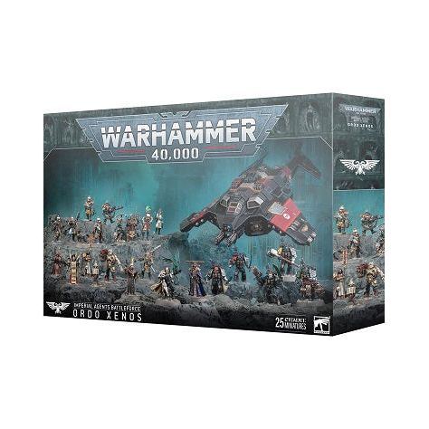 This set includes the following multipart plastic models:

– 1x Lord Inquisitor Kyria Draxus
– 1x Navigator
– 1x Corvus Blackstar
– 5x Deathwatch Veterans
– 6x Inquisitorial Agents with 1x Tome-skull
– 4x Rogue Trader Entourage
– 6x Voidsmen-At-Arms

This set comprises 308 plastic components, and is supplied with 1x Citadel 120mm Oval Base, 1x Citadel 32mm Round Slotta Base, 1x 115mm Ball Stem with Adaptor, 7x Citadel 32mm Round Bases, and 16x Citadel 25mm Round Bases. These miniatures are supplied unpainte