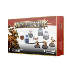 This set includes:

3x plastic, push-fit Stormcast Eternals Liberator miniatures and 3x Citadel 40mm Round Hex Hole Bases
1x Citadel Colour Starter Brush
6x Citadel Colour Paints:
– Retributor Armour (Base)
– Kantor Blue (Base)
– Corax White (Base)
– Leadbelcher (Base)
– Agrax Earthshade (Shade)
– Astrogranite (Technical)