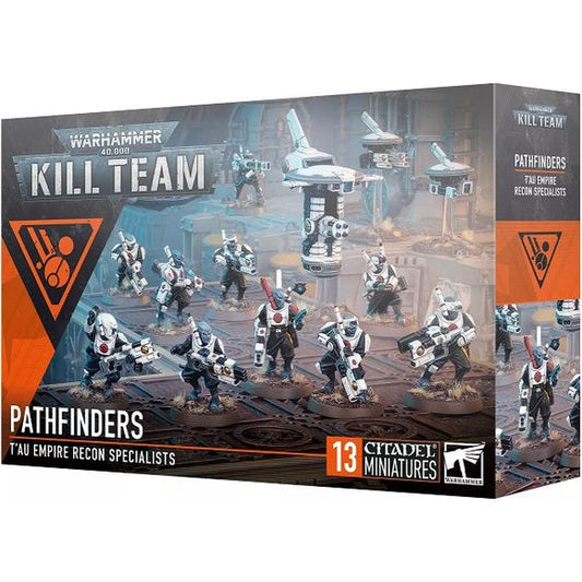 This multipart plastic kit builds a squad of 10 Pathfinders with three accompanying drones for use in games of Kill Team or with T’au Empire armies in Warhammer 40,000.
This set comprises 183 plastic components and is supplied with 10x Citadel 25mm Round Bases, 3x Citadel Small Flying Bases, 1x Citadel Long Flying Stems, and 2x Citadel Small Flying Stems. This set also includes 1x T’au Empire Infantry Transfer Sheet containing 185 high-quality waterslide transfers for you to use to decorate your models.

Th