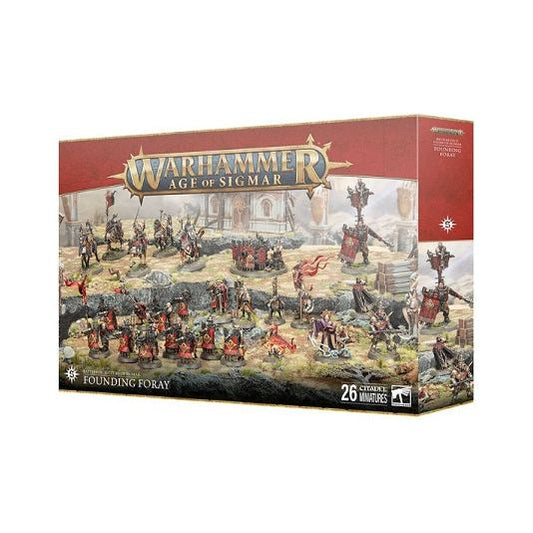 Releases November 29th 2024.
Warhammer 40k Holiday boxes are here! This set contains:
– 1x Freeguild Marshal and 1x Relic Envoy
– 1x Fusil-Major on Ogor Warhulk
– 1x Ironweld Great Cannon
– 5x Freeguild Cavaliers
– 6x Freeguild Command Corps
– 10x Freeguild Fusiliers and 1x Blackpowder Squire

This set also includes 4x Cities of Sigmar Transfer Sheets, each containing 410x high-quality waterslide transfers for you to adorn your miniatures.

These miniatures are supplied with 1x Citadel 90mm Round Base, 5x C