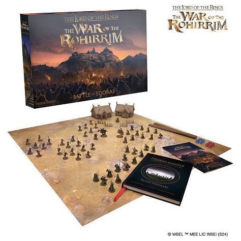 This listing is a presale - the item does not ship until 12/14/2024 arrival
Contains:

The Forces of Good
– 1x Haleth, Prince of Rohan
– 1x Haleth, Prince of Rohan - Mounted
– 1x Háma, Prince of Rohan 
– 1x Háma, Prince of Rohan - Mounted
– 24x Warriors of Rohan,

The Forces of Evil
– 1x Wulf, High Lord of the Hill Tribes 
– 1x Wulf, High Lord of the Hill Tribes - Mounted
– 1x General Targg
– 1x General Targg -Mounted
– 24x Hill Tribesman

The Scenery
– 2 sets of modular Rohan Houses, building two large pie