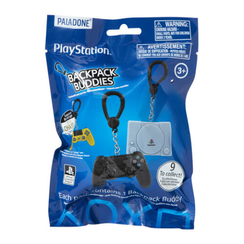 Make your bag or backpack even more exciting with these Playstation Backpack Buddies – a fun collection of controllers and consoles from the first 4 generations of Sony’s flagship console series.

Which one is in the blind bags? It’s a surprise! It could be the PS1, PS2, PS3, PS4, the classic PS1 controller, the black Dualshock 4, the Dualshock 3, the 4 iconic controller symbols or the super rare Gold DS4 Controller!

Each Playstation Backpack Buddy figure is very detailed, measures approximately 5.1cm tall