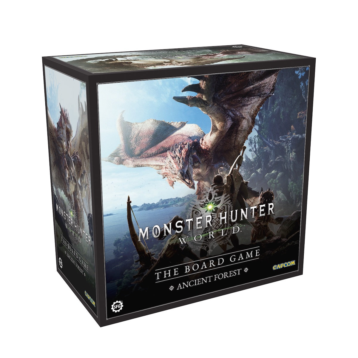 Monster Hunter World: The Board Game - Ancient Forest Core Game is a cooperative arena combat board game for 1-4 players.

Members of the Fifth Fleet, prepare for the ultimate tabletop monster hunting experience. In a world teeming with massive monsters, every battle is a boss battle!

In this cooperative arena combat board game for 1-4 players set in an open world, it’s not you who dictates the flow of battle, but the monster you hunt - and each one is wildly different.

Tasked with protecting the Astera b