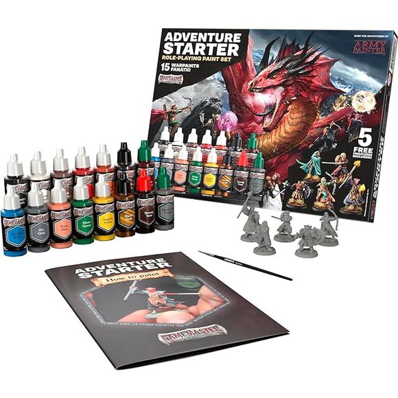 Bring your adventures to life! This epic paint set contains not only a full party of 5 fantastic, highly detailed miniatures – it also includes a Starter Brush and 15 of the most essential Warpaints Fanatic colours you need for painting your party of heroes and heroines fighting the foul monsters, dragons, and evil creatures lurking in dark dungeons or above ground.

Contents:

15x 18ml Warpaints Fanatic
5x FREE detailed snap-fit miniatures
1x FREE starter brush
1x FREE painting guide