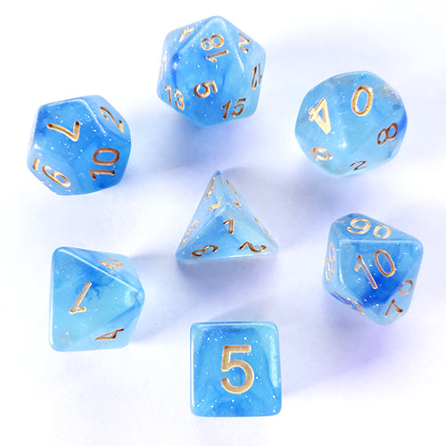 The perfect companion for your gaming needs! These HD acrylic dice are exactly what you've been searching for that upcoming game night with the group. This set includes one of each: d20, d12, d10, d10 (percentile), d8, d6, and a d4 (7 dice in total) in a