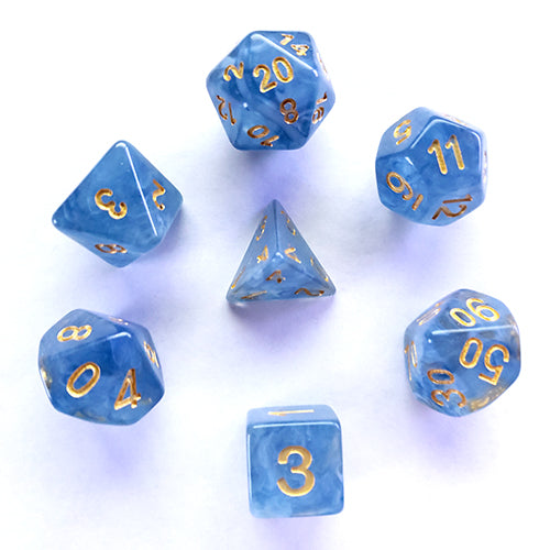 The perfect companion for your gaming needs! These HD acrylic dice are exactly what you've been searching for that upcoming game night with the group. This set includes one of each: d20, d12, d10, d10 (percentile), d8, d6, and a d4 (7 dice in total) in a