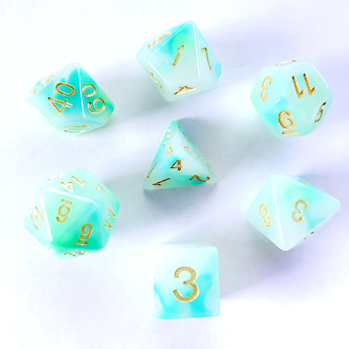 The perfect companion for your gaming needs! These HD acrylic dice are exactly what you've been searching for that upcoming game night with the group. This set includes one of each: d20, d12, d10, d10 (percentile), d8, d6, and a d4 (7 dice in total) in a