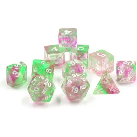 The perfect companion for your gaming needs! These HD acrylic dice are exactly what you've been searching for that upcoming game night with the group. This set includes one of each: d20, d12, d10, d10 (percentile), d8, d6, and a d4 (7 dice in total) in a