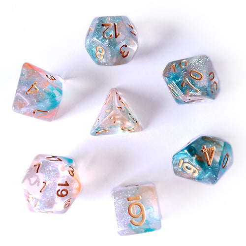 Galactic Dice HD Dice Sets - Luminous Koi (Clear & Blue) Acrylic Set of 7 Dice | Galactic Toys & Collectibles