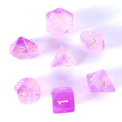 Galactic Dice Premium Dice Sets - Purple Milky (Pink & White) Acrylic Set of 7 Dice | Galactic Toys & Collectibles