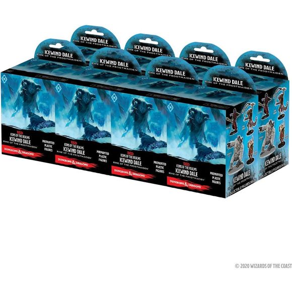 Collect all 45 figures from Icewind Dale: Rime of the Frostmaiden, the newest set of randomly sorted monsters and characters in our exciting line of D&D miniatures, Icons of the Realms.
Standard Boosters each contain four figures total: 1 Large figure and 3 Medium or Small figures.