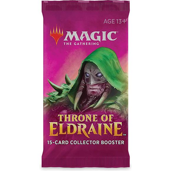 PLAY IN STYLE: Each Collector Booster is packed with the most premium offerings from Throne of Eldraine – making the act of opening a booster as exciting as possible!
1 EXCLUSIVE EXTENDED ART CARD: A Rare or Mythic extended art card can only be found in Collector Booster.
3 SPECIAL FRAME ART CARDS: Alternate art and borders designed to fit within the Eldraine style.
1 ANCILLARY CARD: This is a card not found in Traditional Booster Packs.
FOILS GALORE: In this pack you get 10 Foil Cards and 1 Foil Token..LIM