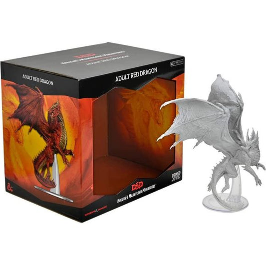 The odor of sulfur and pumice surrounds a red dragon, whose swept-back horns and spinal frill define its silhouette. Its beaked snout vents smoke at all times, and its eyes dance with flame when it is angry. The Adult Red Dragon is the next release in the series of premium chromatic dragon figures.