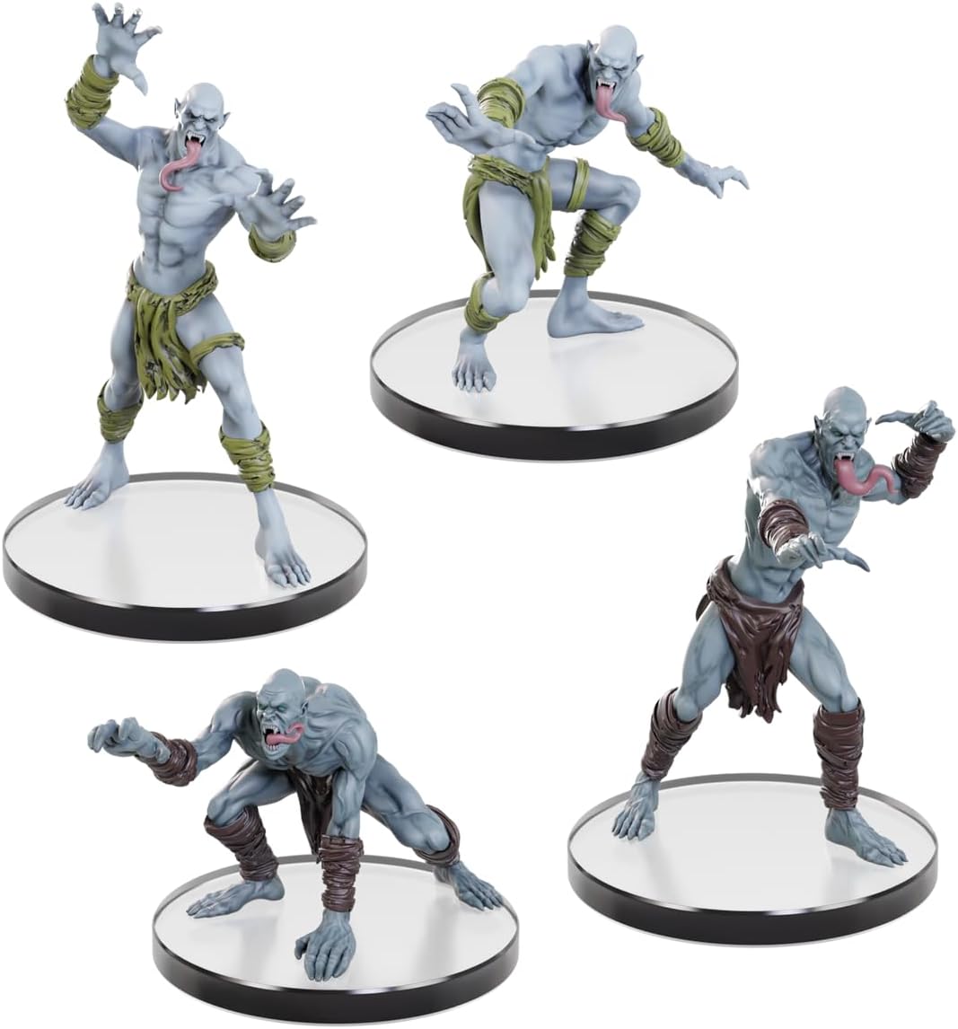 Ghouls and Ghasts make up some of the more humanlike, sentient undead. These undead can be found in dark crypts and evil necromancerâ€™s lairs. D&D Icons of the Realms: Undead Armies - Ghouls and Ghasts contains four terrifying undead foes - 2 Ghouls and 2 Ghasts - for your adventurers to battle! Dungeon Masters can quickly build new encounters with the mix of Ghouls and Ghasts. With its non-blind packaging, building your undead army is quick and simple! Features: Non-blind packaging lets you build your arm