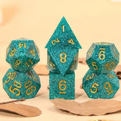 A 7 pcs Polyhedral dice set used for Dungeons and Dragons, MTG , RPG Games etc. The dice included are 1- D4,1- D6,1- D8,1- D10,1- D00,1- D12, and 1- D20