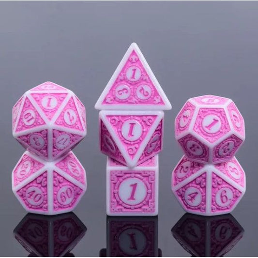 A 7 pcs Polyhedral dice set used for Dungeons and Dragons, MTG , RPG Games etc. The dice included are 1- D4,1- D6,1- D8,1- D10,1- D00,1- D12, and 1- D20