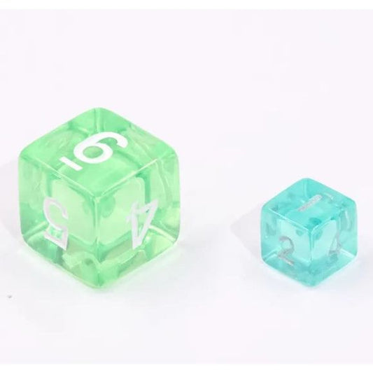 Galactic Dice Acrylic HD Mini Dice Sets - Transparent Teal Set of 7 Dice