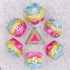 The perfect companion for your gaming needs! These HD acrylic dice are exactly what you've been searching for that upcoming game night with the group. This set includes one of each: d20, d12, d10, d10 (percentile), d8, d6, and a d4 (7 dice in total)