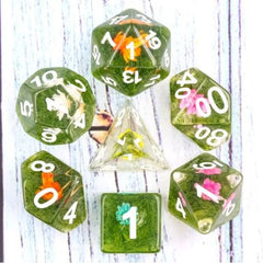 Galactic Dice Premium Dice Sets - Blossoms Acrylic Set of 7 Dice