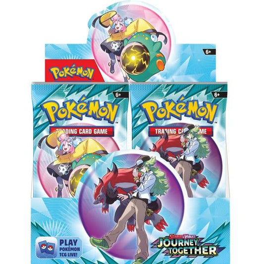 PRE-ORDER: Expected to ship in March 2025

Trainer’s Pokémon Break into Battle! With deep trust and steady guidance, Trainers help bring out the best in their Pokémon. The bond they share empowers them to act as one in battle as they push their strength to the limit, including as Pokémon ex! Team up with N’s Zoroark ex, Iono’s Bellibolt ex, Lillie’s Clefairy ex, Hop’s Zacian ex, and more Trainer’s Pokémon, and discover the unstoppable power of friendship in the Pokémon TCG: Scarlet & Violet—Journey Together