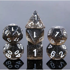 A 7 pcs Polyhedral dice set used for Dungeons and Dragons, MTG , RPG Games etc. The dice included are 1- D4,1- D6,1- D8,1- D10,1- D00,1- D12, and 1- D20