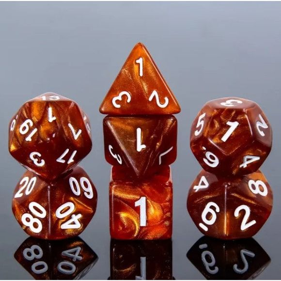 A 7 pcs Polyhedral dice set used for Dungeons and Dragons, MTG , RPG Games etc. The dice included are 1- D4,1- D6,1- D8,1- D10,1- D00,1- D12, and 1- D20