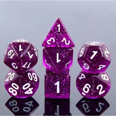 A 7 pcs Polyhedral dice set used for Dungeons and Dragons, MTG , RPG Games etc. The dice included are 1- D4,1- D6,1- D8,1- D10,1- D00,1- D12, and 1- D20