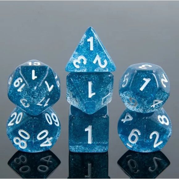 A 7 pcs Polyhedral dice set used for Dungeons and Dragons, MTG , RPG Games etc. The dice included are 1- D4,1- D6,1- D8,1- D10,1- D00,1- D12, and 1- D20