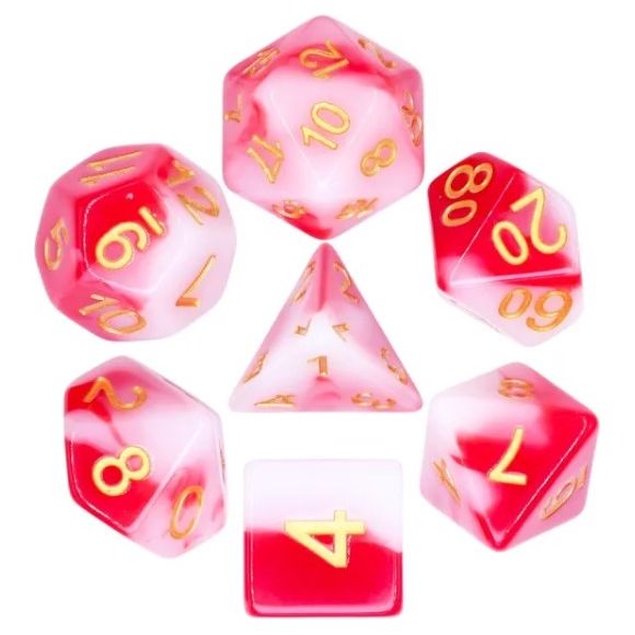 The perfect companion for your gaming needs! These HD acrylic dice are exactly what you've been searching for that upcoming game night with the group. This set includes one of each: d20, d12, d10, d10 (percentile), d8, d6, and a d4 (7 dice in total)