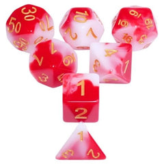 Galactic Dice Premium Dice Sets - Red Koi (Red & White) Acrylic Set of 7 Dice