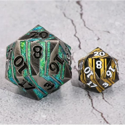 Galactic Dice Premium Dice D20 Titan - Miracle (Green Glitter & Silver)