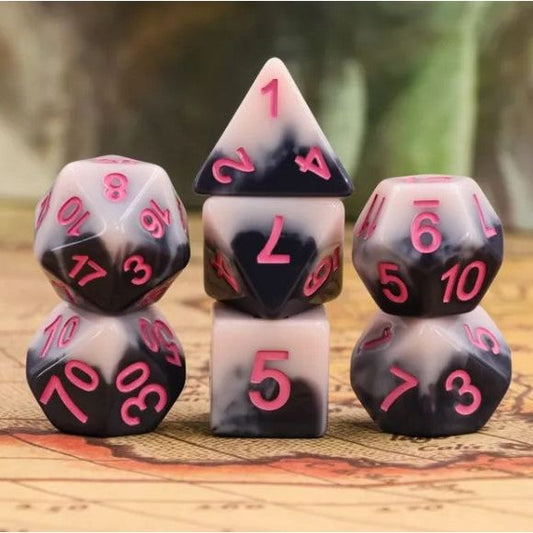 The perfect companion for your gaming needs! These HD acrylic dice are exactly what you've been searching for that upcoming game night with the group. This set includes one of each: d20, d12, d10, d10 (percentile), d8, d6, and a d4 (7 dice in total)