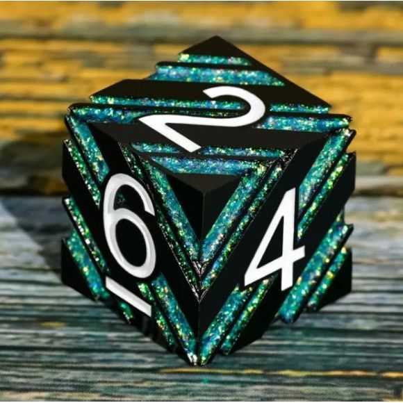 Galactic Dice Premium Dice Sets - Green & Black Stripe Set of 7 Dice with Tin | Galactic Toys & Collectibles