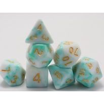 The perfect companion for your gaming needs! These HD acrylic dice are exactly what you've been searching for that upcoming game night with the group. This set includes on of each: d20, d12, d10, d10 (percentile), d8, d6, and a d4 (7 dice in total) in an iridescent green finish.