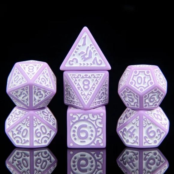 A 7 pcs Polyhedral dice set used for Dungeons and Dragons, MTG , RPG Games etc. The dice included are 1- D4,1- D6,1- D8,1- D10,1- D00,1- D12, and 1- D20