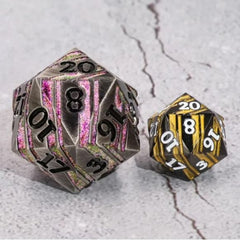 Galactic Dice Premium Dice D20 Titan - Sleeping Beast Pink & Silver Metal